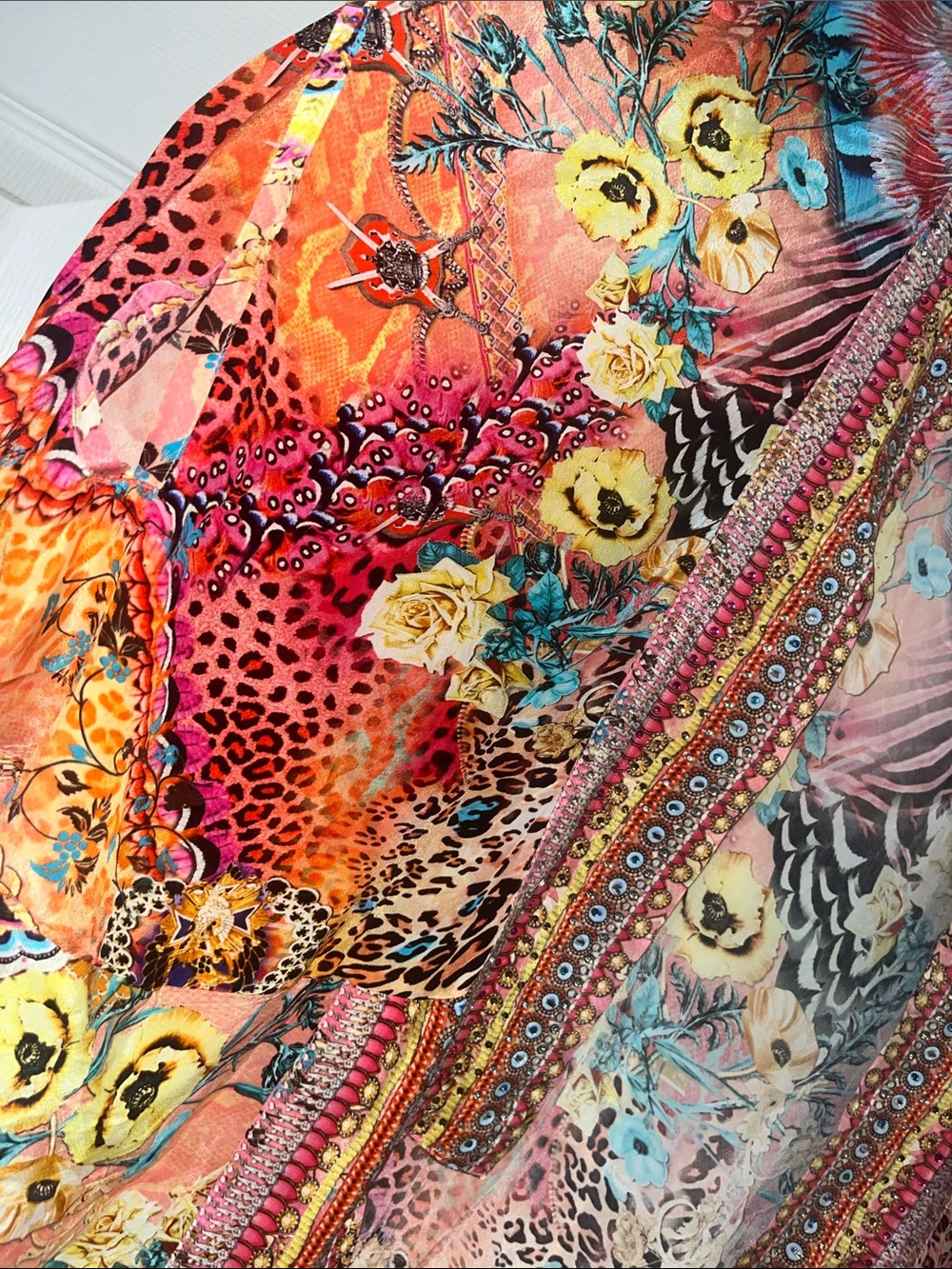 Printed Teal & Pink Beach Kimono - Picture 3 of 5